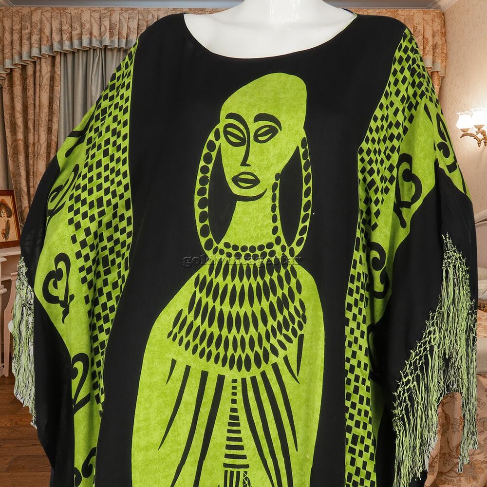 Fringe Ethnic Tribal Robe Dress L Bold Artistry
